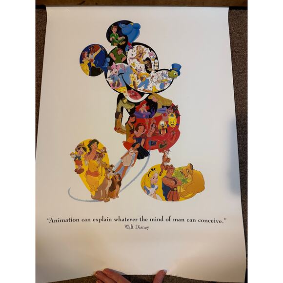 Disney Mickey Mouse Collage Walt Disney Quote Vintage Poster D938 - Picture 2 of 9
